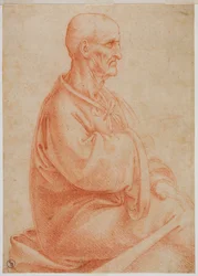 Alter Mann im Sitzen von der Seite gesehen, ca. 1495